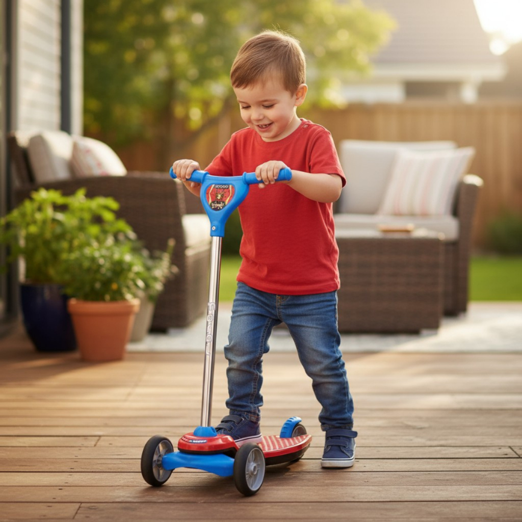 Patinete Infantil 3 Rodas Maral Guidão Regulável Criança a partir 2 Anos Estável roda de borracha