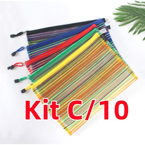 Saco Nylon Mesh Pen Bag Ticket Storage Zipper Information Bag