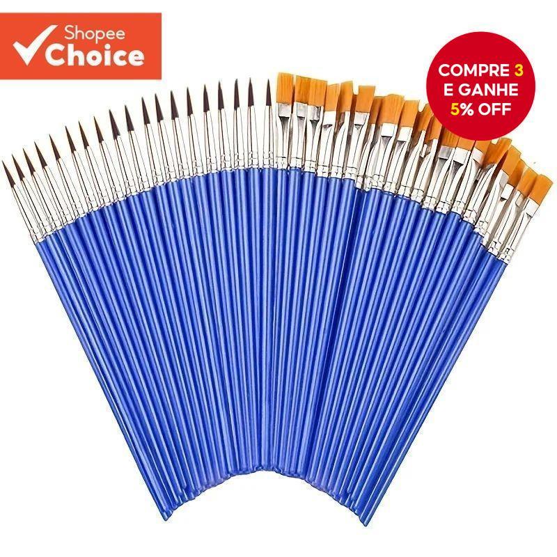 Conjunto De Pincéis De Pintura Profissional 20 Peças , Canetas De Vários Tamanhos De Cerdas De Nylon , Papelaria Escolar