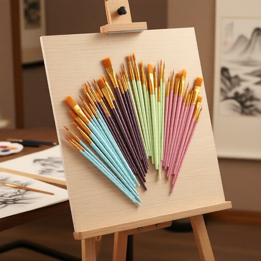 Conjunto de Pincéis de Nylon para Artistas | Canetas de Gancho para Aquarela e Pintura a Óleo
