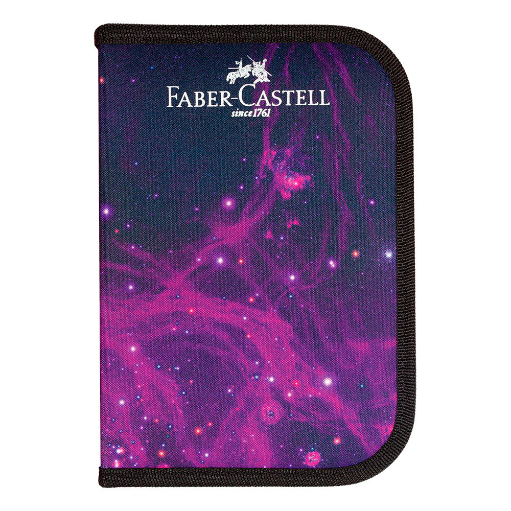 Estojo de Nylon Faber-Castell Cosmic Ecolápis de Cor 12 Cores + 2 Canetas Esfer + Lápis Graf + Régua + Apont + Borracha