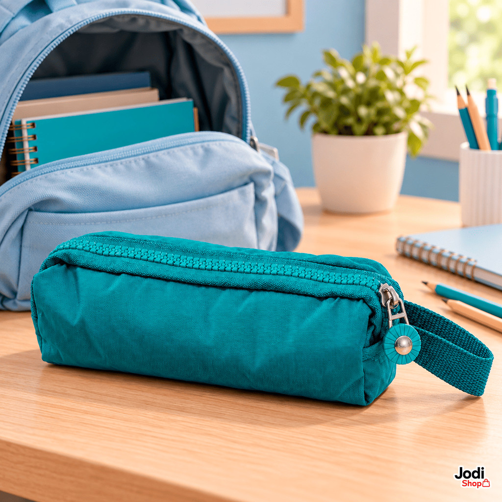 Estojo Escolar Compacto em Nylon 20cm com Zíper e Alça Porta Lápis Canetas e Marcadores