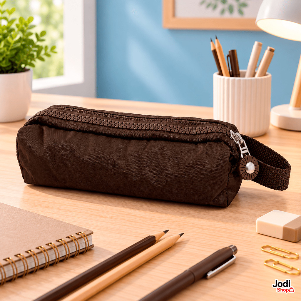 Estojo Escolar Unissex em Nylon com Zíper 20cm Porta Lápis Canetas e Material Escolar