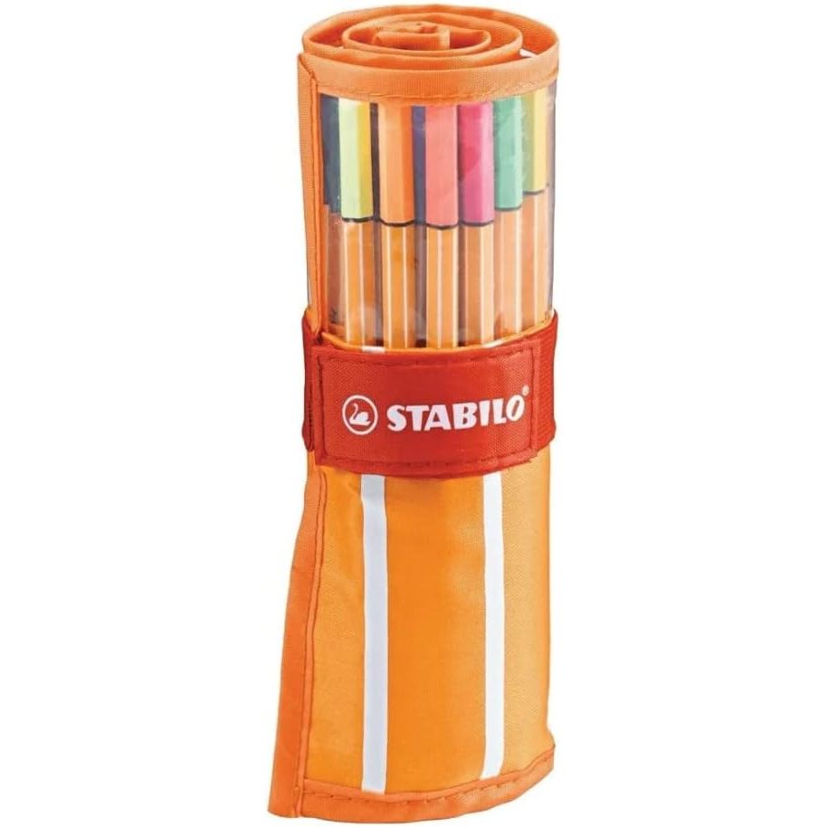 Caneta STABILO point 88 – Estojo nylon com 30 unidades – (Em 25 cores + 5 cores neon)