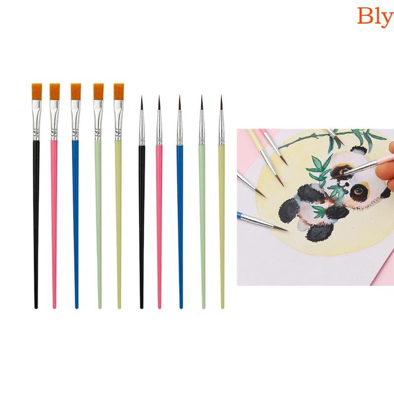 Bly 10Pcs Nylon Cabelo Pincel Pintura A Óleo Caneta Aquarela