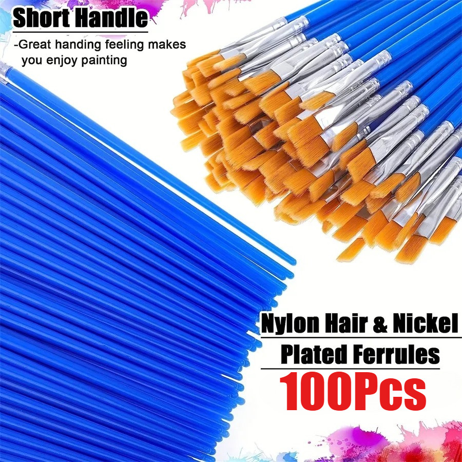 50/100 Unidades Pincel De Pintura DIY Para Estudante De Arte | Caneta Graffiti De Lã De Nylon Livro De Colorir Em Tela ,