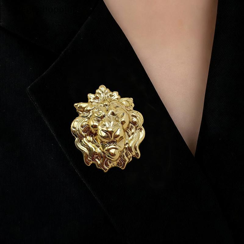[lovego] Broche De Cabeça De Leão Estilo Ocidental Acessório Feminino Para Vestidos Jaets , Festas-Alfinete Vestível Red