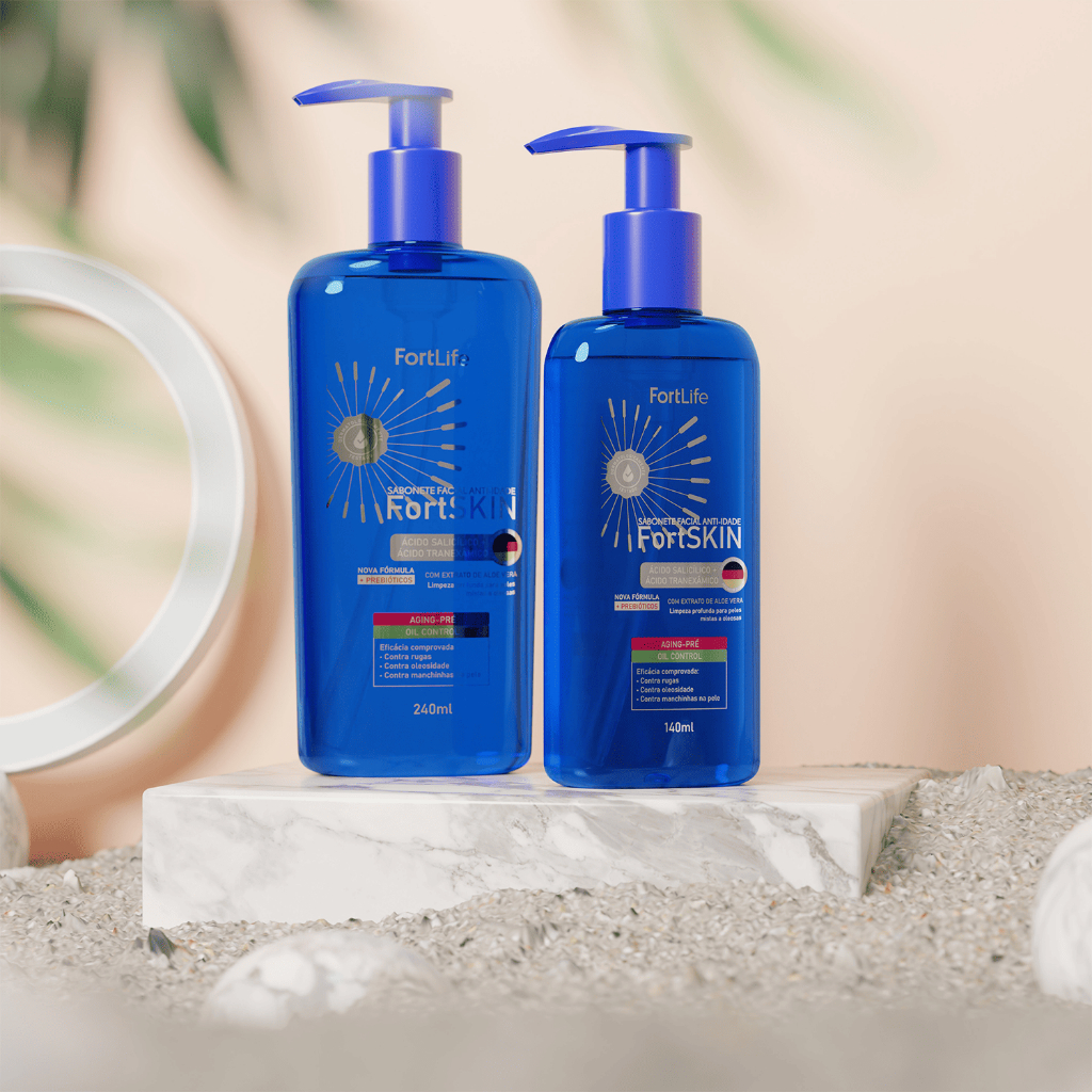 Sabonete Gel Limpeza Facial Aging-Pré FortSkin (Reduz Rugas, Reparador Celular) 240ml FORTLIFE