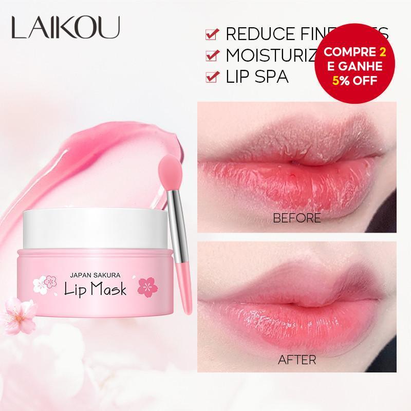 LAIKOU Máscara Labial Sakura Noturna Adormecida Bálsamo Flor De Cerejeira Reparador De Rugas 8g