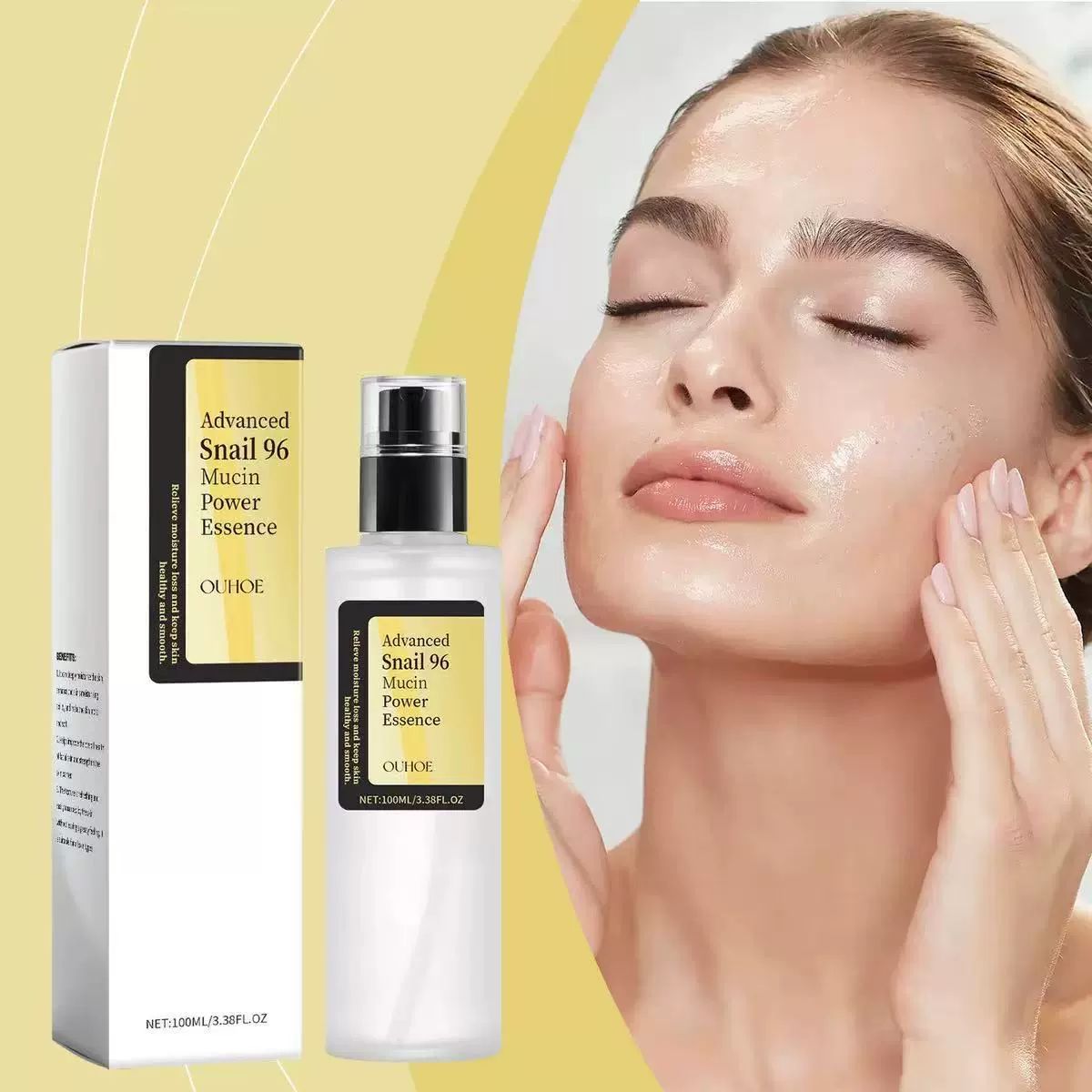 Essência Poderosa de Mucina de Caracol 96% Avançada Anti-Idade para Rugas e Linhas Finas, Hidratante Facial, Reparador