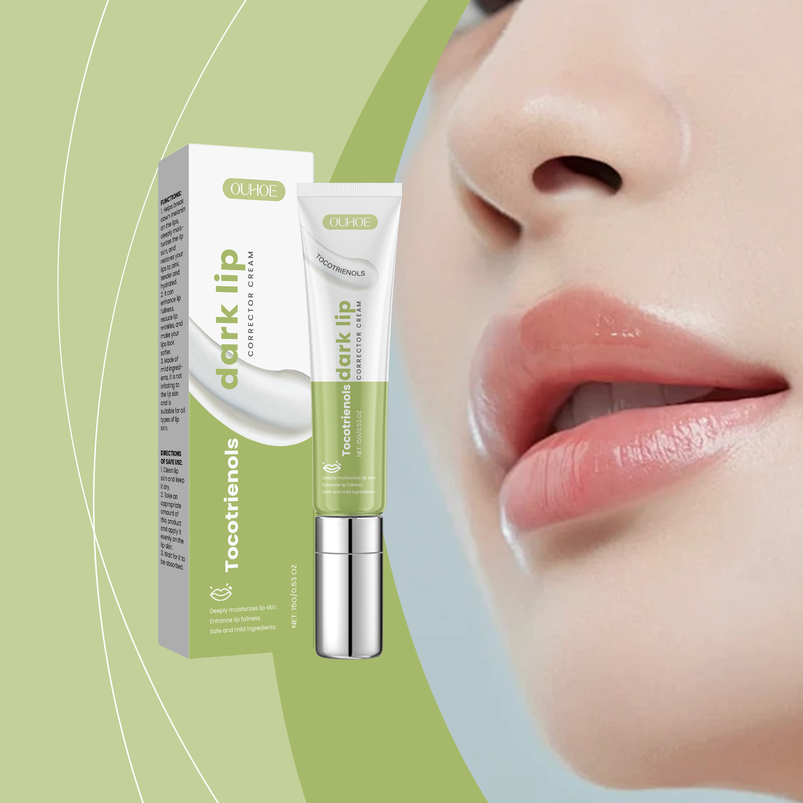 Creme Corretivo para Lábios Escuros, 15g – Clareador para Lábios Escuros, Balm Hidratante e Reparador de Rugas, Creme