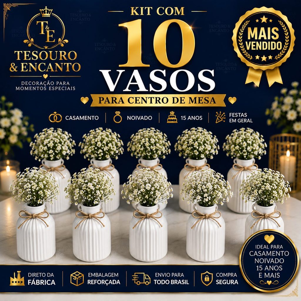 kit 10 vasos de gesso para decoração centro de mesa,casamento, aniversário , chá de beb