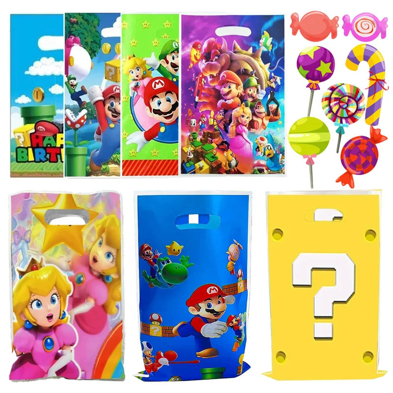 Super Bros Saco De Presente Festa De Aniversário Decoração Marios Caixa De Doces De Plástico Pêssego Princesa Chá De Beb
