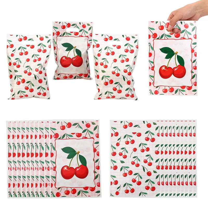 10/30 Pçs Doce Fruta Cereja Tema OPP Saco De Embalagem De Presente Doces Bolo Bolsa Para Crianças Aniversário Chá De Beb