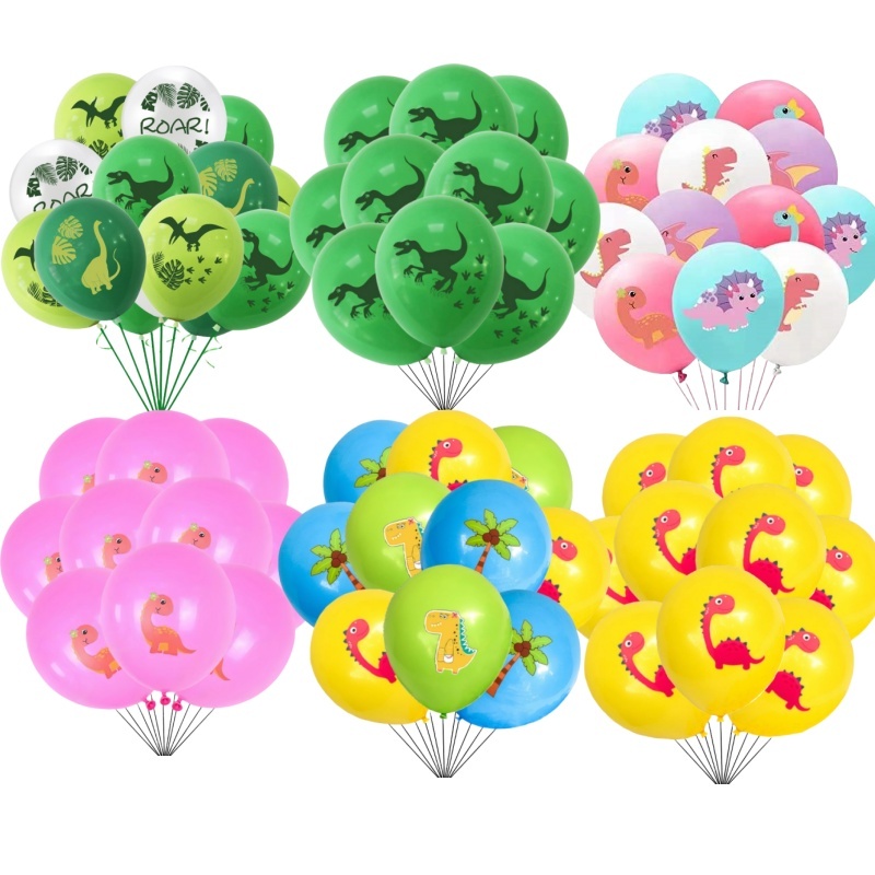 10 Pçs 12 Polegada Tema Dinossauro Colorido Impresso Balão De Látex Selva Animal Selvagem Criança Aniversário Chá De Beb