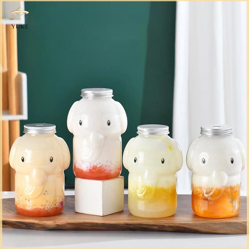 YUKE Garrafa De Plástico De Elefante Fofo , 1 Peça , 350/500ML , Chá De Leite Transparente Água Portátil , Copo Para Beb