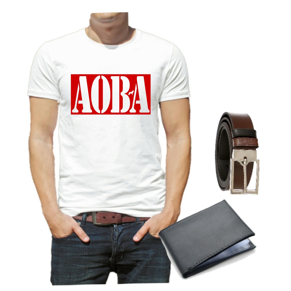 camiseta masculina aoba agro roça bruto cinto carteira