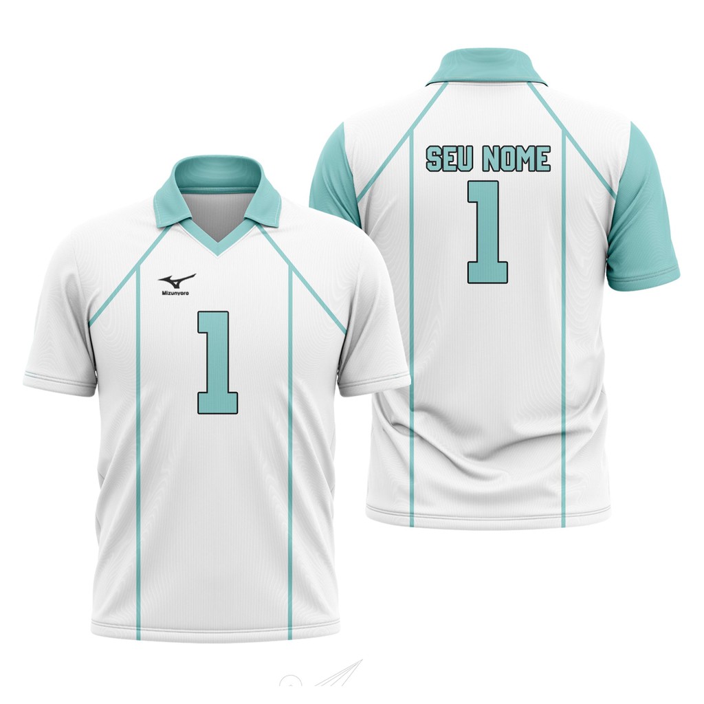Camiseta Dry Uniforme Aoba Johsai Nome e Número Personalizável Anime Haikyuu