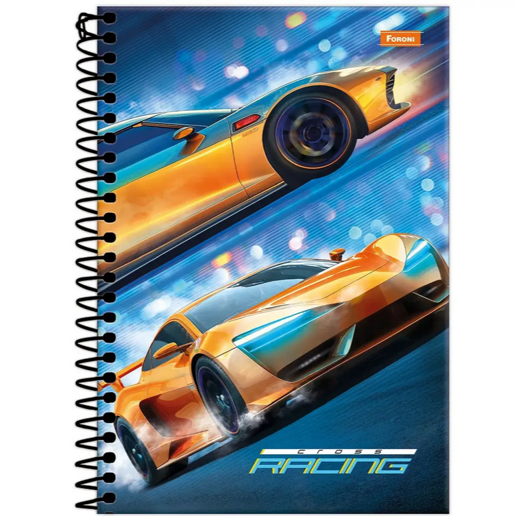 📒 Caderno Pequeno Cross Racing Dourado 80 Folhas Foroni Escolar Papelaria Infantil Presente