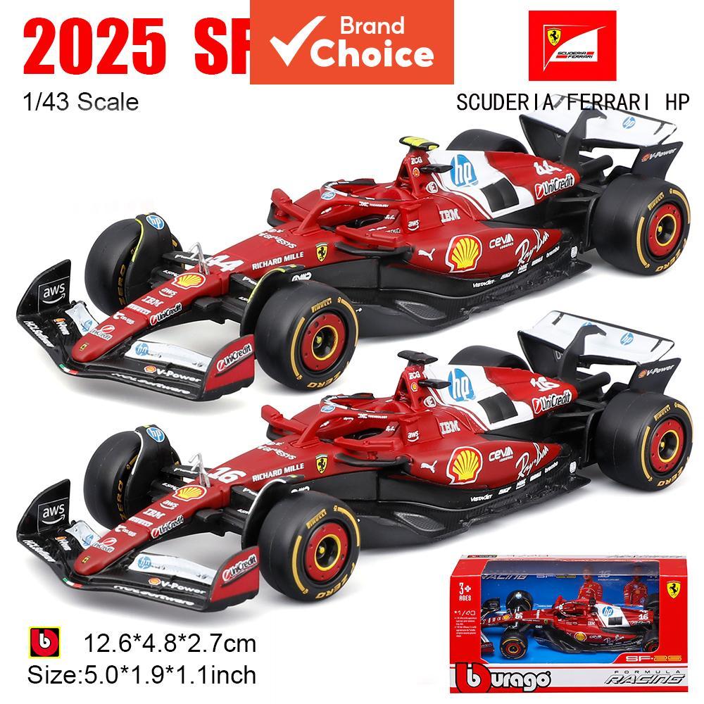 BBURAGO Ferrari SF25 F1 Diecast Model Car Escala 1/43 Charles Leclerc Lewis Hamilton Alloy Racing Presente Colecionável
