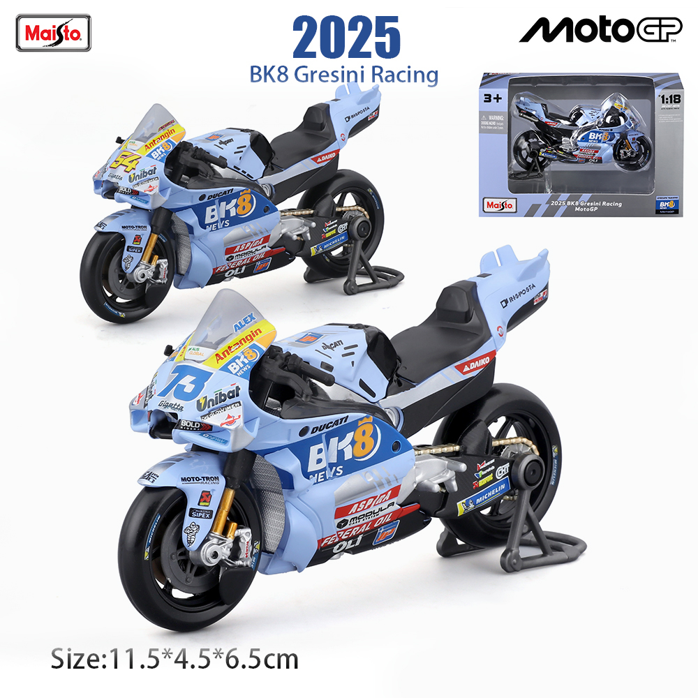 Maisto 1/18 # 73 Alex Marquez 54 Giannantonio 2025 BK8 Ducati Gresini Racing Moto GP Liga Modelo De Motocicleta Presente