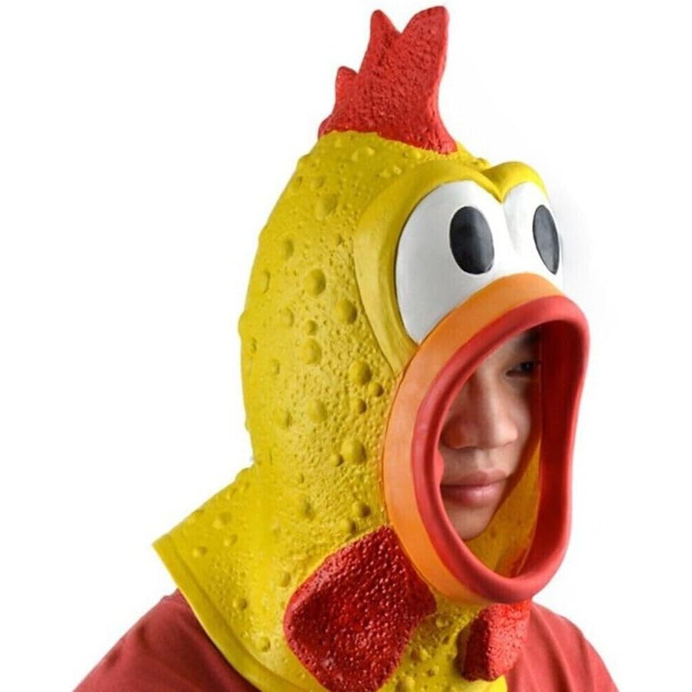 Halloween Chicken Scream Rooster Mask - Breathable, Wide Field Vision, Full Head Latex Animal Costume With Big Eyes and
