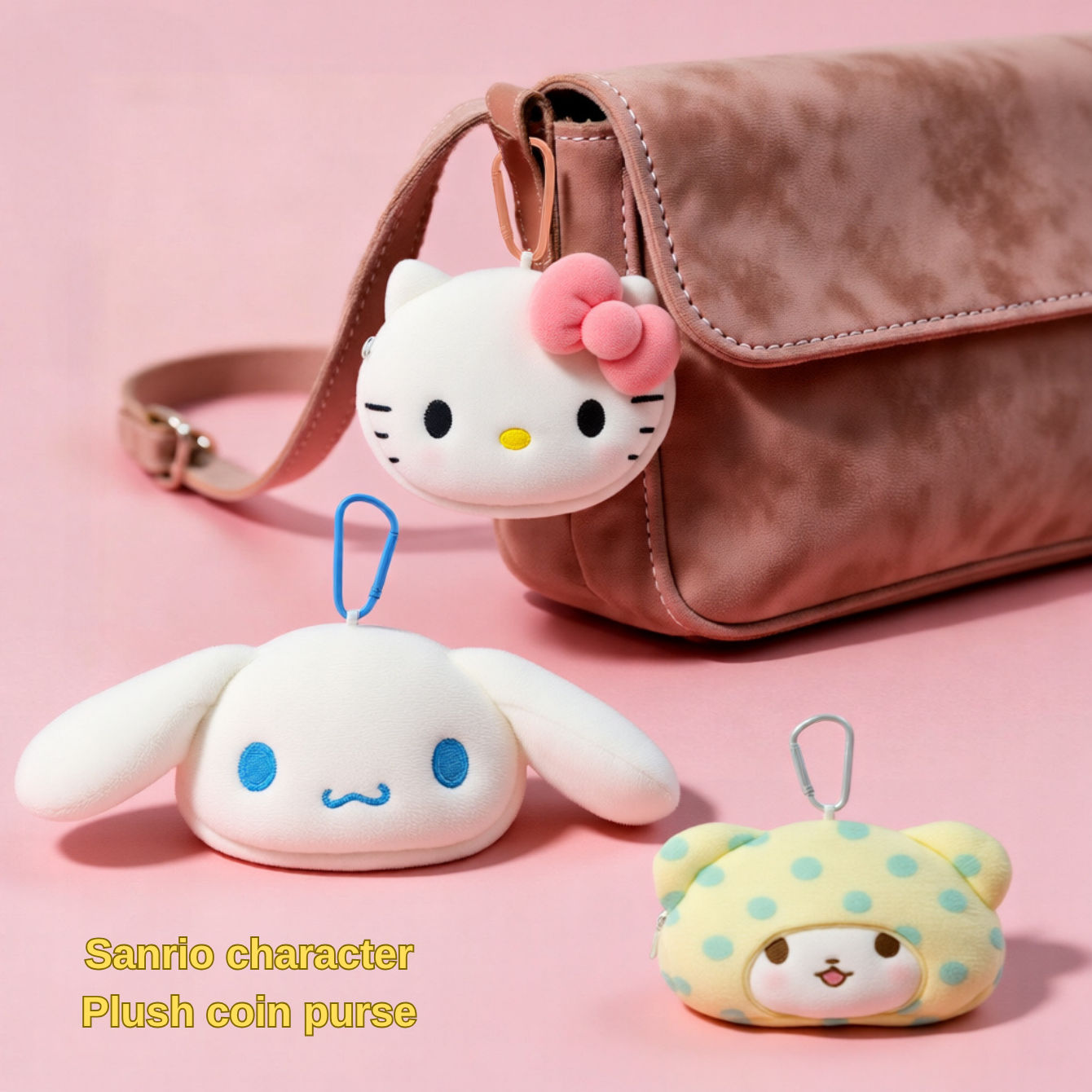 Carteira fofa oficial da Sanrio Marumofubiyori com porta-moedas; chaveiro para bolsa, ideal como presente para casais e
