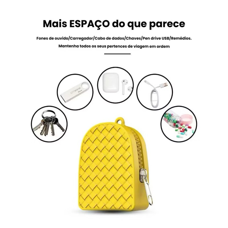 【Mini Bolsa】Pequena Silicone Textura Porta-cartões Moeda e Itens Pequenos para Viagem e Passeios