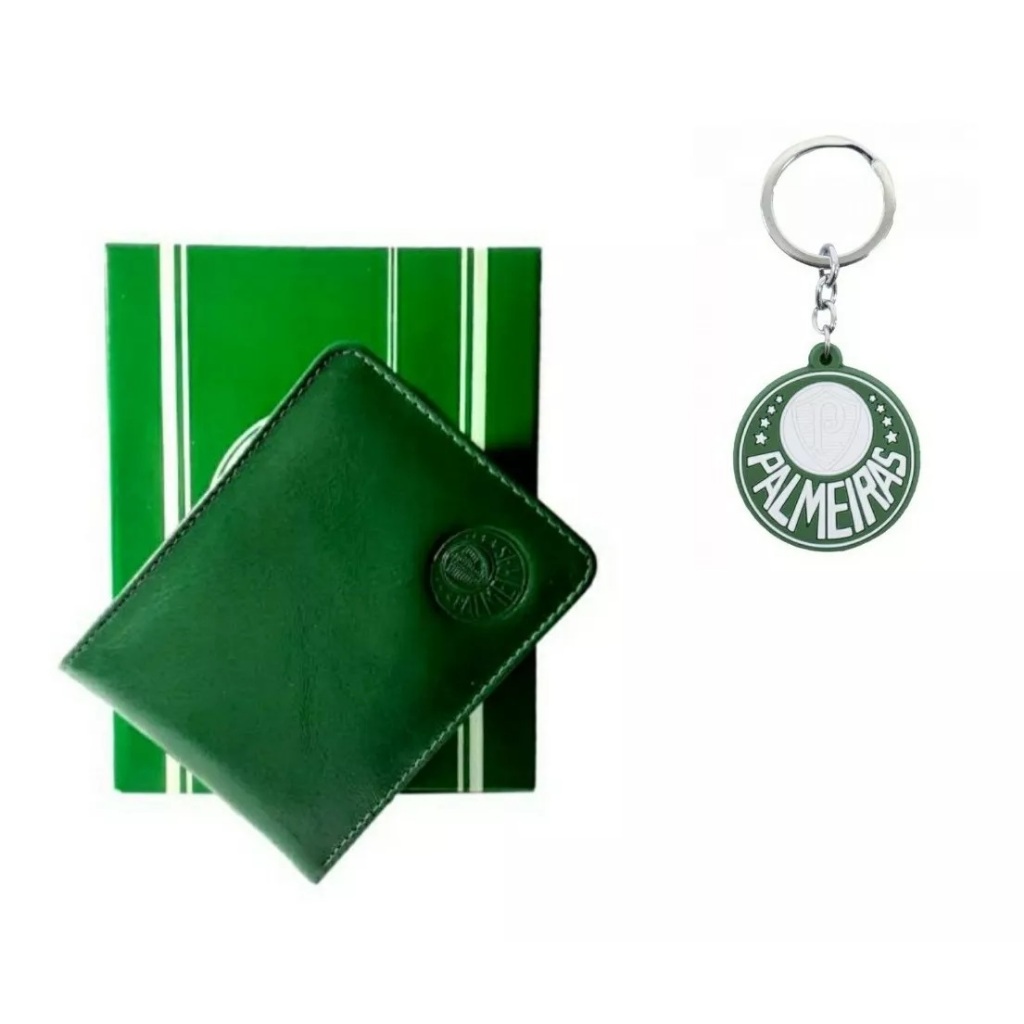 Kit Chaveiro + Carteira Palmeiras Couro C/ Porta Moeda