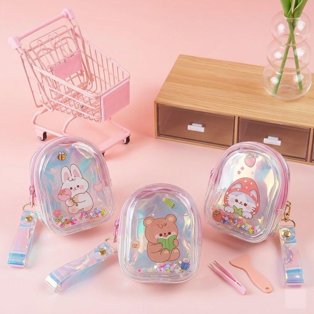 Mini Bolsinha Porta Moedas PVC com Chaveiro