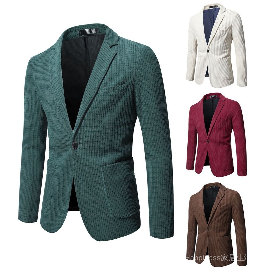 Novo Blazer Casual Masculino Slim-Fit de Corduroy Britânico para Outono/Inverno 2022, Terno Pequeno Masculino X66