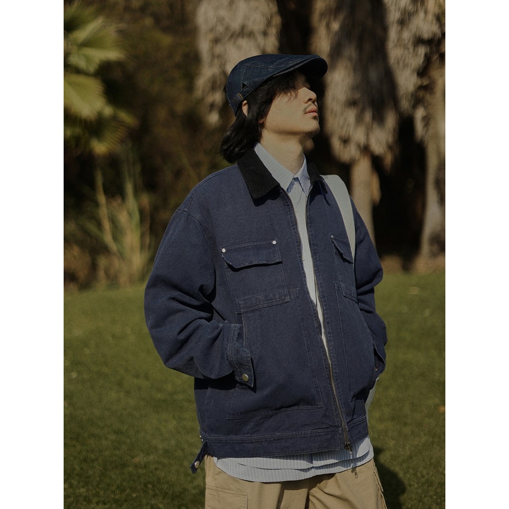 Crise Youth cleanfit Corduroy Lapela Cargo Jaqueta Masculina Primavera Outono Solta Casual Detroit Jaqueta