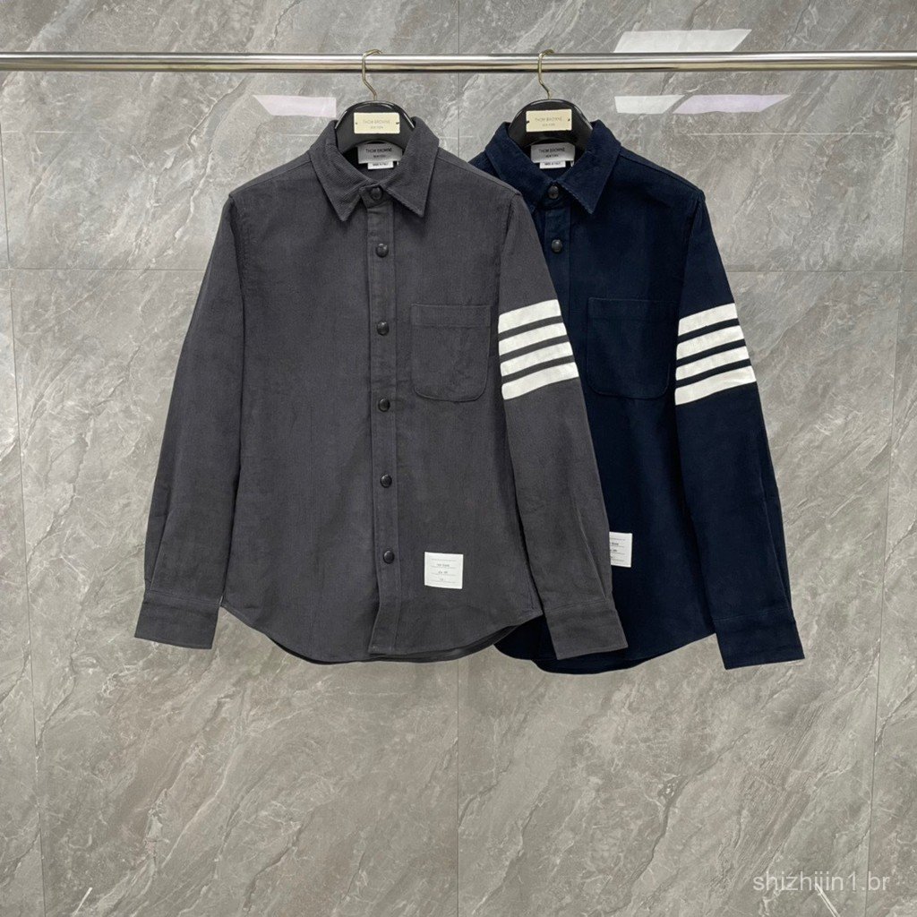 IE6U New autumn classic four-stripe corduroy long-sleeve jacket shirt, fashionable, casual, and versatile