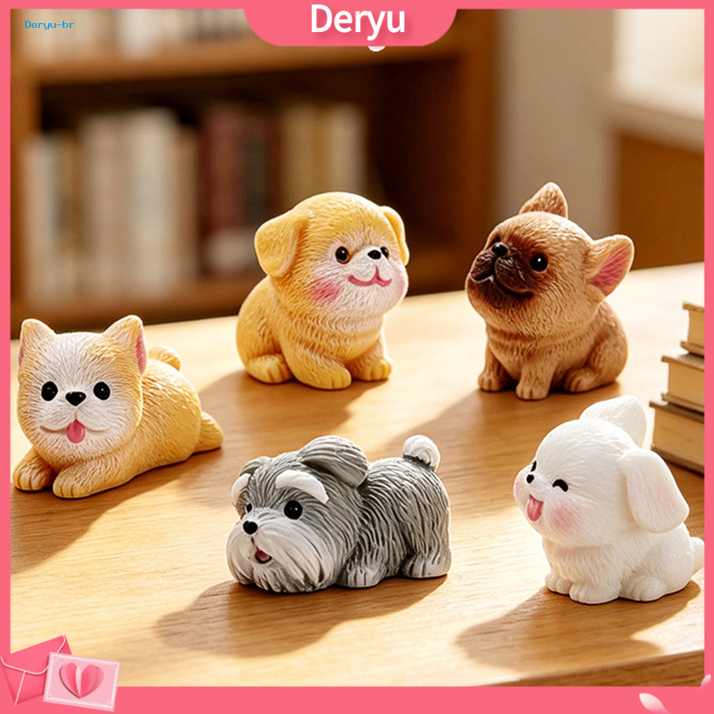 Small Decorative Figurines Mini Resin 2pcs Dog Cute Puppy Miniature Figures Ornaments for Micro Landscape Diy Crafts for