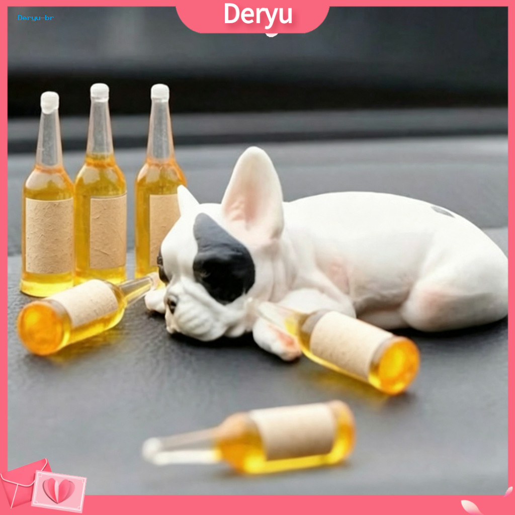 Cute Sleeping Dog Figurines Exquisite Resin Craft Ornaments Realistic Bulldog Figurine Mini Puppy Statue Lying Down Mode