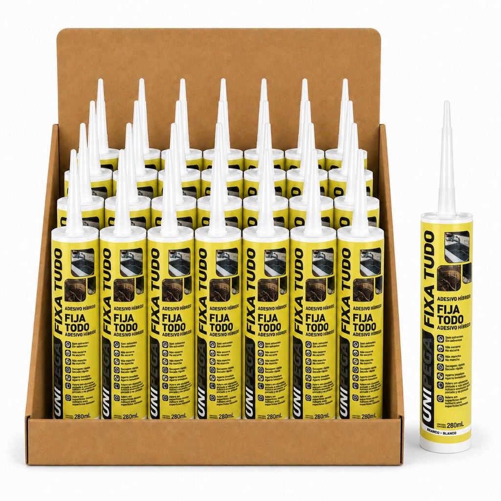 Kit com 24un Adesivo Fixa Tudo Unipega 280ml Colagem Instantânea E Segura