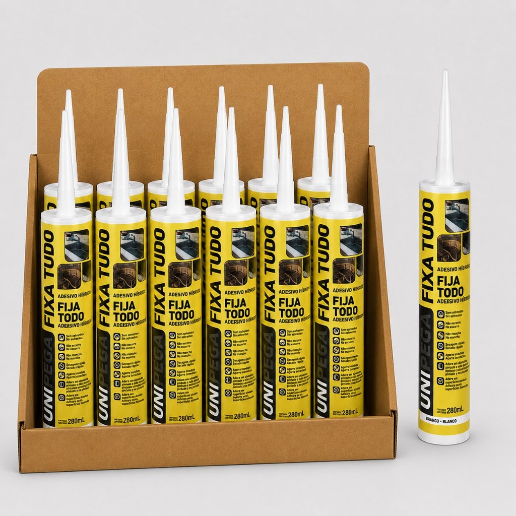 Kit com 12x Adesivo Multiuso Fixa Tudo Unipega 280ml Alta Performance Colagem Forte E Segura