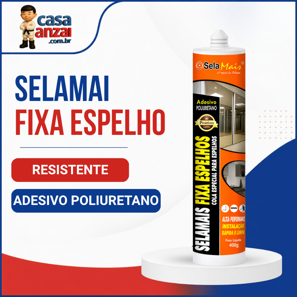 Adesivo PU Fixa Espelho 400g Branco Selamais Alta Aderência para Fixação Segura