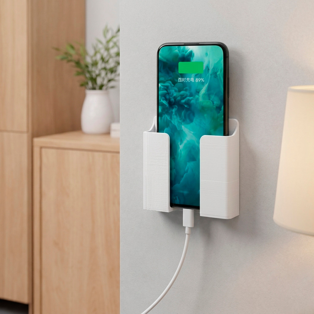 Suporte de Celular de Parede com Parafuso | Organizador para Carregamento | Base Fixa Segura em Plástico Resistente