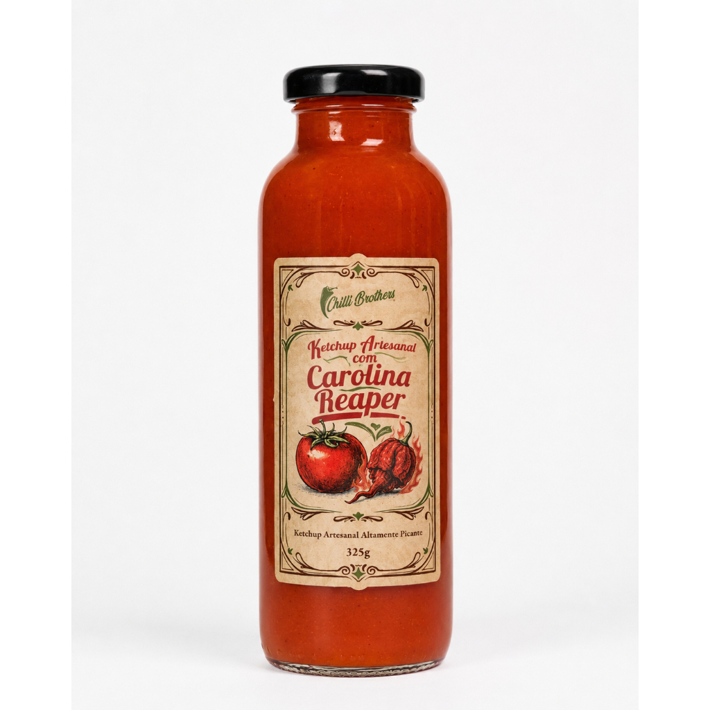 Ketchup Artesanal com Pimenta CAROLINA REAPER 325g Chilli Brothers