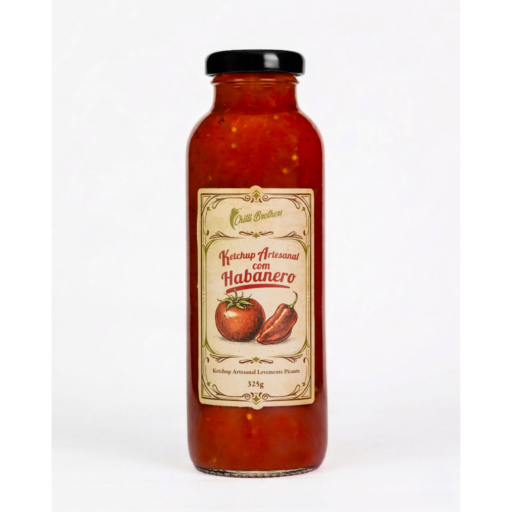 Ketchup Artesanal com Pimenta Habanero Red 325g Sem Conservantes e Corantes Natural Chilli Brothers
