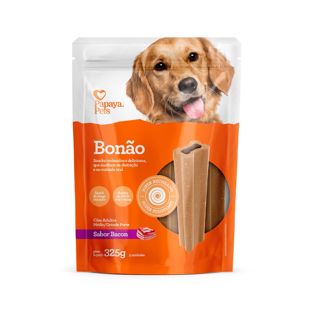 Snack Papaya Pets Bonão para Cães Adultos de Porte Médio e Grande 325g