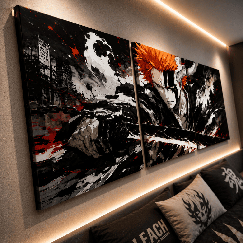 Quadro Decorativo Bleach Ichigo Kurosaki Bankai Anime Decoração Gamer Otaku Quarto Setup Geek