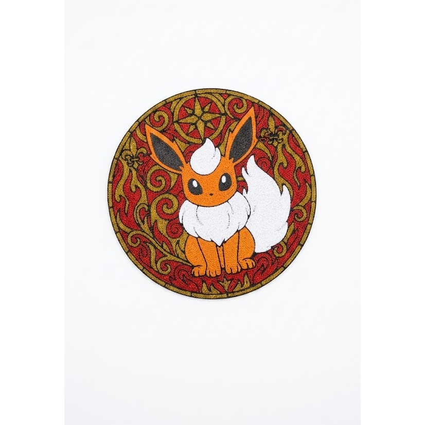 Porta Copos Pokémon Eevee Flareon Redondo Geek Otaku Decorativo Anti Derrapante Gamer Anime Colecionável Mesa