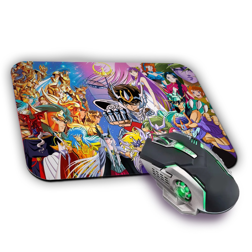 Mousepad 22x18cm Saint Seiya Cavaleiros do Zodíaco Anime Otaku Geek Gamer Presente Top