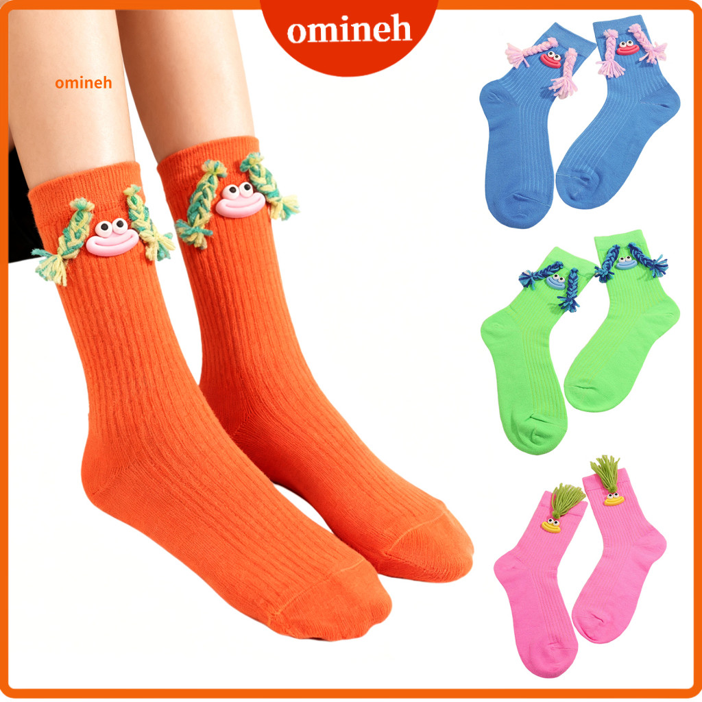 Soft and Breathable Socks Funny for Women Cartoon for Men – Crew with Braids Sausage Lips Eyes Design Perfect for Part