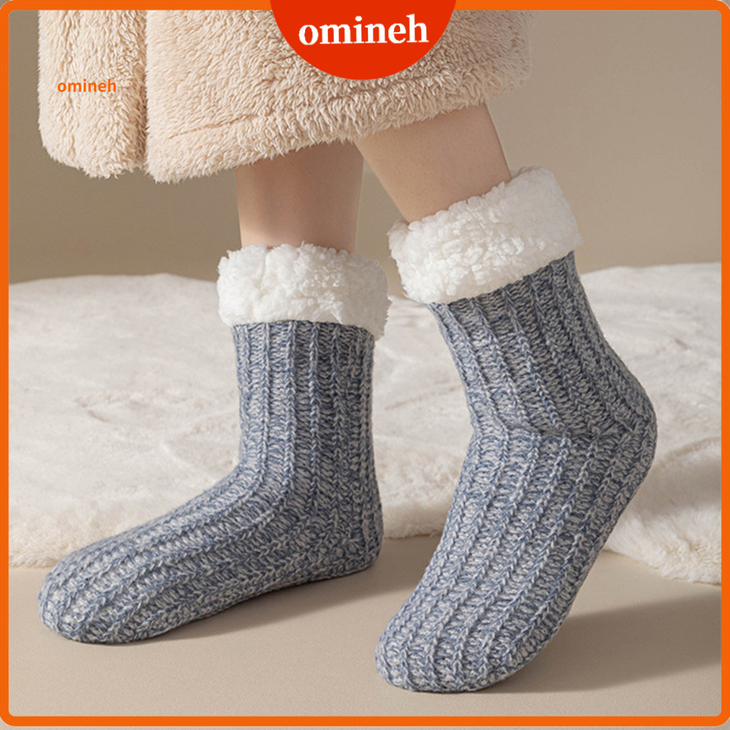 Polyester Socks Breathable Women’s Fleece-lined Warm Slipper with Non-slip Grips – Thick Cozy Fuzzy Winter for Home