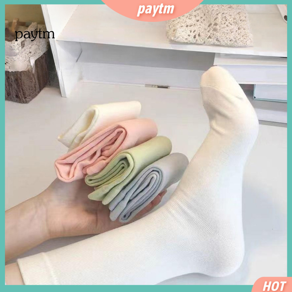 Athletic Crew Socks for Women Loose Fit Women’s Solid Color Mid-calf – Comfortable Breathable Non-binding for Yoga S