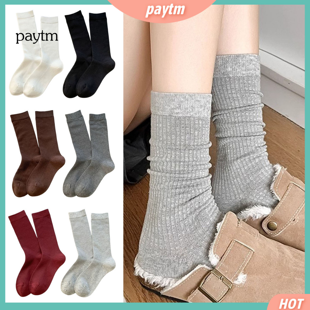 High Elastic Ribbed Socks Breathable Sweat Absorbent Women’s Knit Crew – Soft Stretchy Hosiery for Autumn Winter Wea