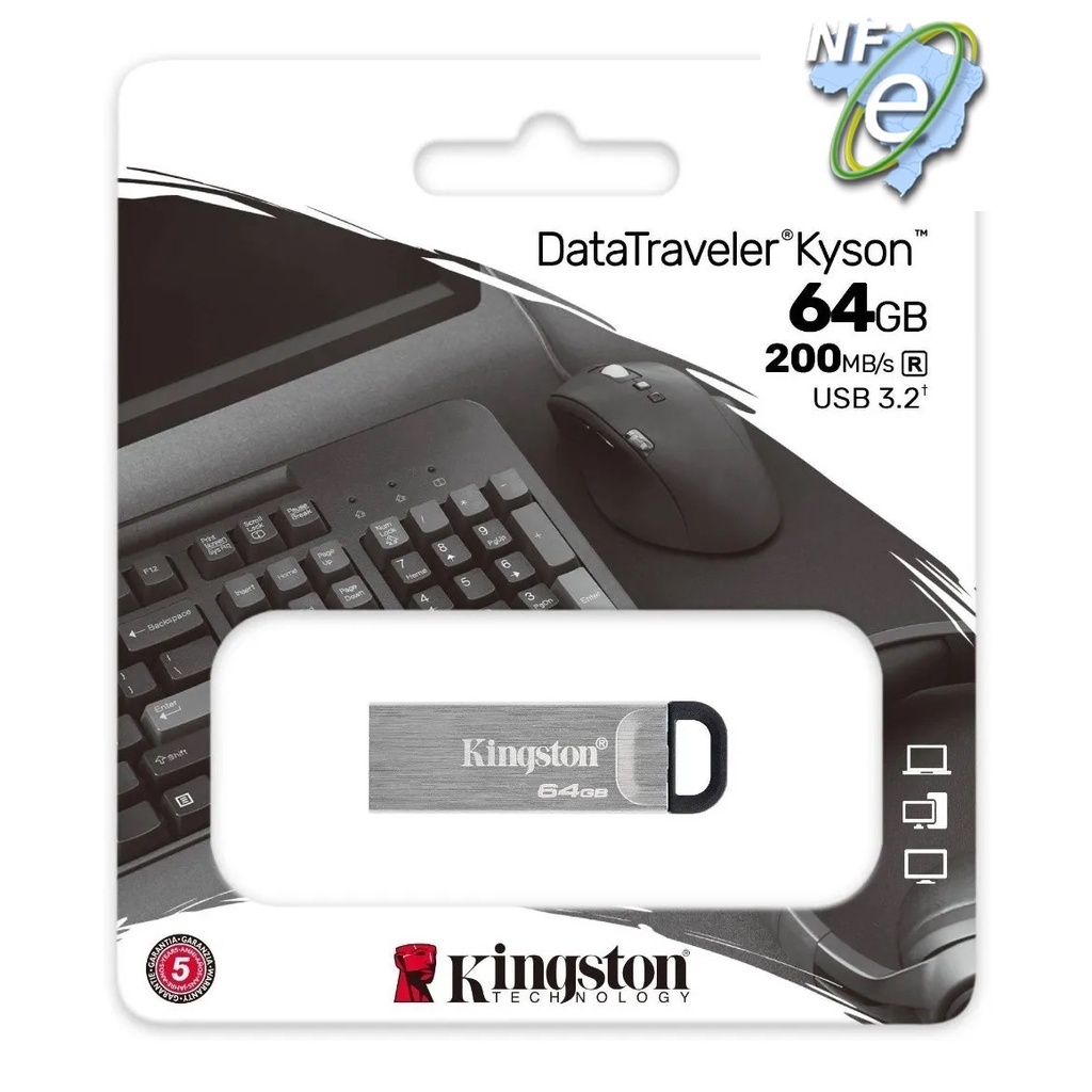 Pen drive Kingston DataTraveler Kyson 64GB High Pendrive alta Performance USB 3.2 Metal Flash Drive | DTKN/64GB